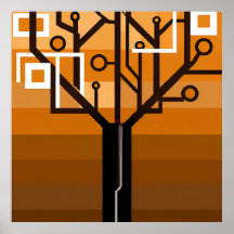 Digital colourful tree AI art poster