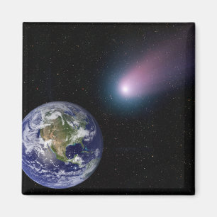 Digital composite of a comet heading towards Ea Magnet