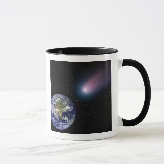 Digital composite of a comet heading towards Ea Mug (Right)