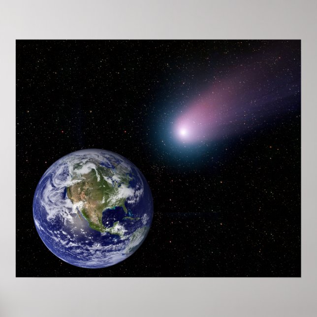 Digital composite of a comet heading towards Ea Poster (Front)