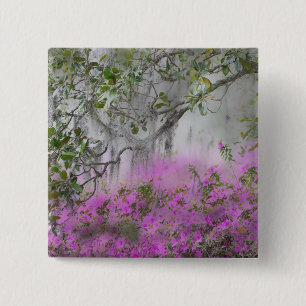 Digital Composite of Azaleas and magnolia tree 15 Cm Square Badge