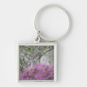 Digital Composite of Azaleas and magnolia tree Key Ring