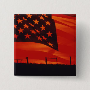 Digital composite of the American Flag 15 Cm Square Badge