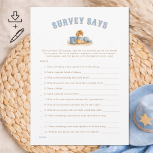 Digital Cowboy Baby Shower Game Survey Says Card