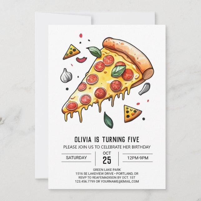 Digital Custom Pizza Birthday Invitation (Front)