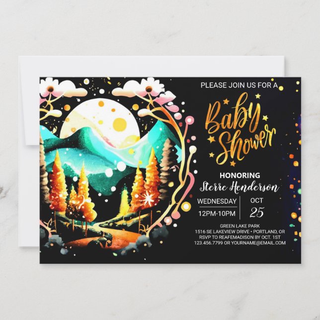 Digital Custom Woodland Editable Baby Shower Invitation (Front)