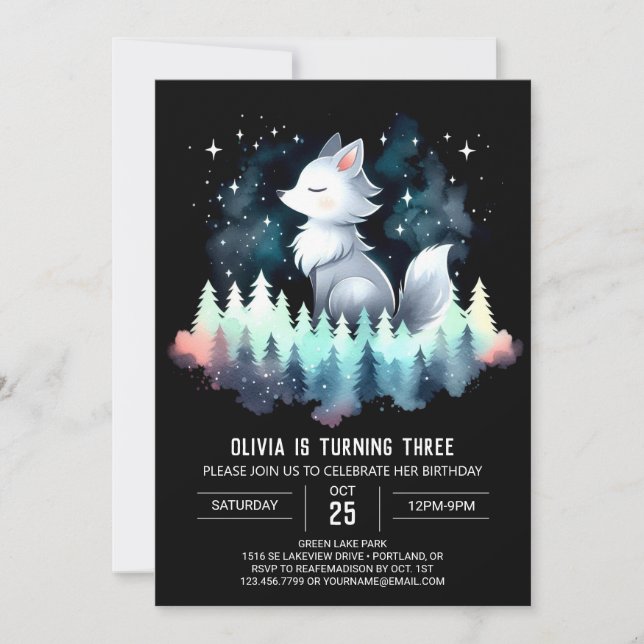 Digital Cute Wolf Birthday  Invitation (Front)