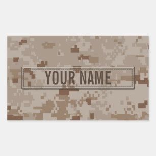Digital Desert Camouflage Customisable Rectangular Sticker