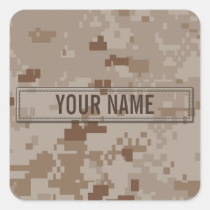 Digital Desert Camouflage Customisable Square Sticker