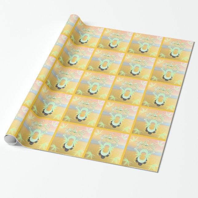 Digital Design Green Wrapping Paper (Unrolled)