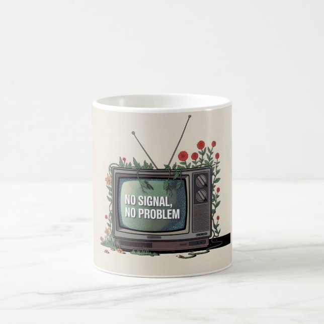 Digital Detox TV with "No Signal, No Problem" Coffee Mug (Center)