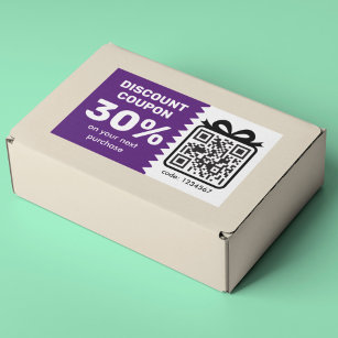 Digital Discount Coupon With QR Code And Logo Rectangular Sticker