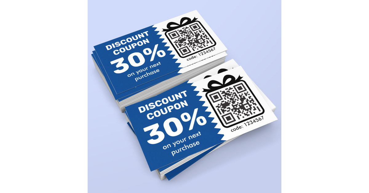 Digital Discount Coupon With QR Code Logo Blue Zazzle