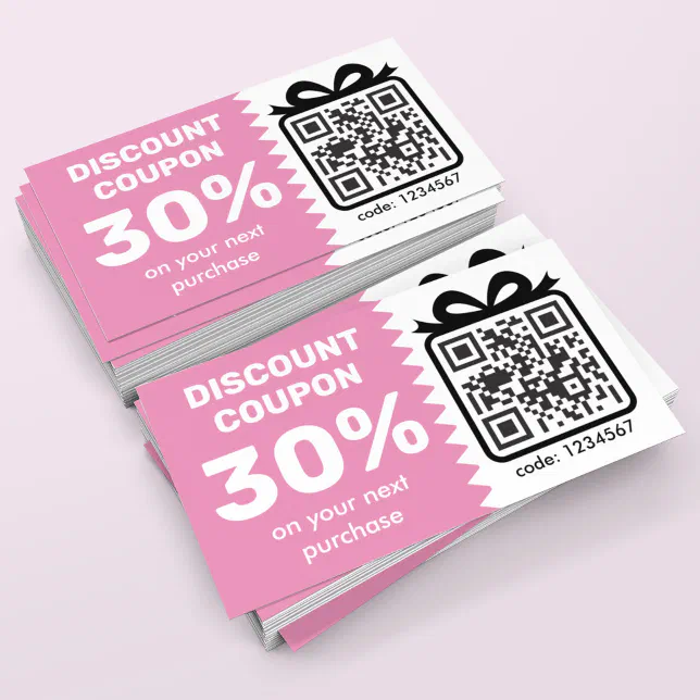 Digital Discount Coupon With QR Code Logo Pink | Zazzle