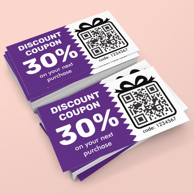 Digital Discount Coupon With QR Code Logo Purple (Creator Uploaded)
