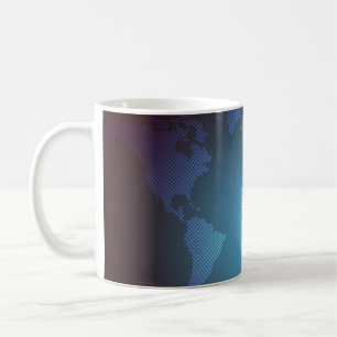 Digital Dot World Map Gradient Art Coffee Mug