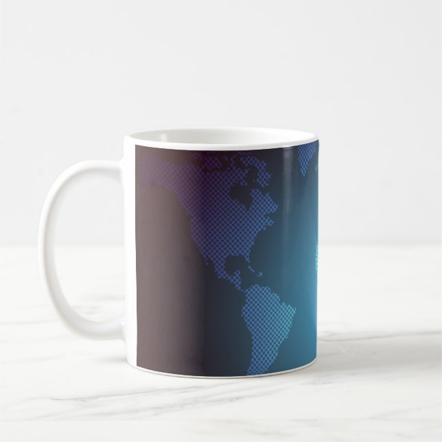 Digital Dot World Map Gradient Art Coffee Mug (Left)