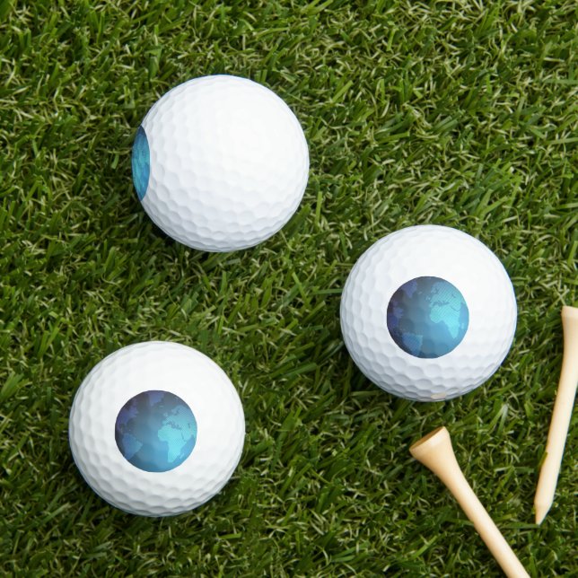 Digital Dot World Map Gradient Art Golf Balls (Insitu Grass)