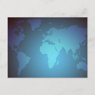 Digital Dot World Map Gradient Art Holiday Postcard