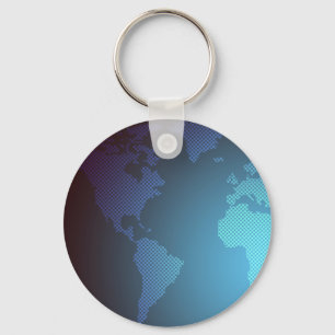 Digital Dot World Map Gradient Art Key Ring