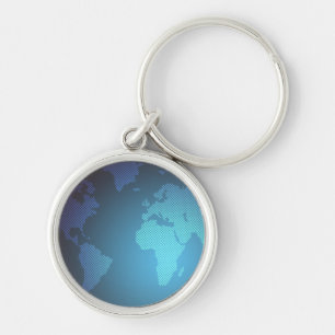 Digital Dot World Map Gradient Art Key Ring