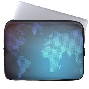 Digital Dot World Map Gradient Art Laptop Sleeve