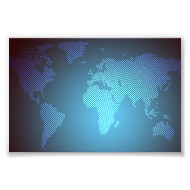 Digital Dot World Map Gradient Art Photo Print (Front)
