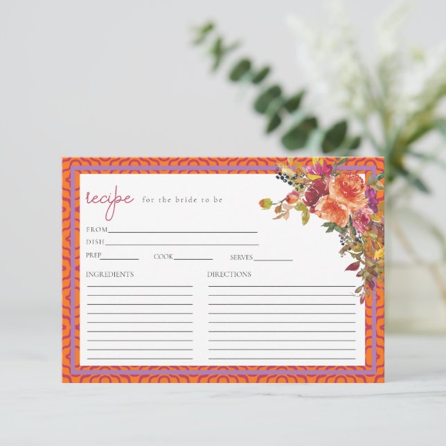 Digital Download Fuchsia Floral Recipe Card (Standing Front)
