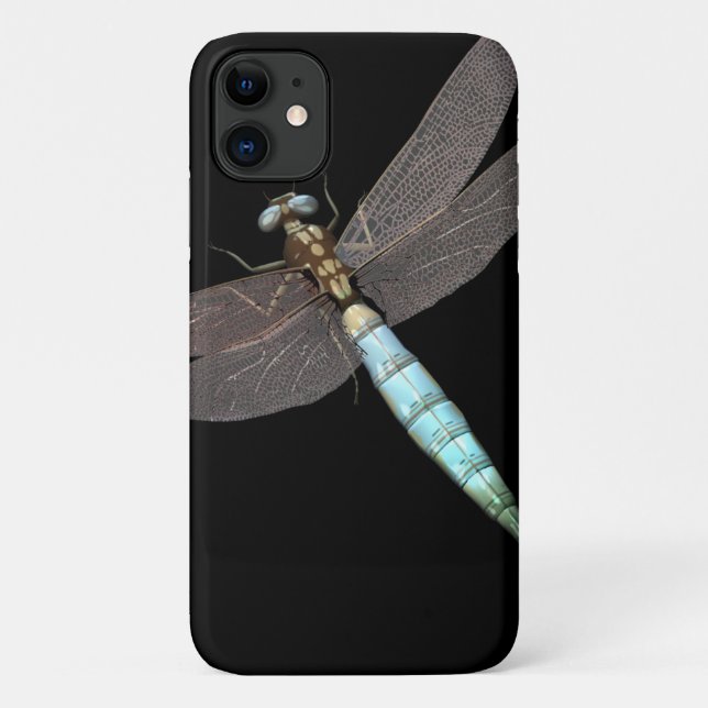Digital Dragonfly Close Up on Black Case-Mate iPhone Case (Back)