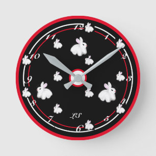 Digital drawing Cute rabbits LS  Round Clock
