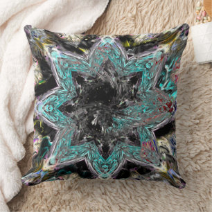 Digital drawing of crystals star with black hole cushion