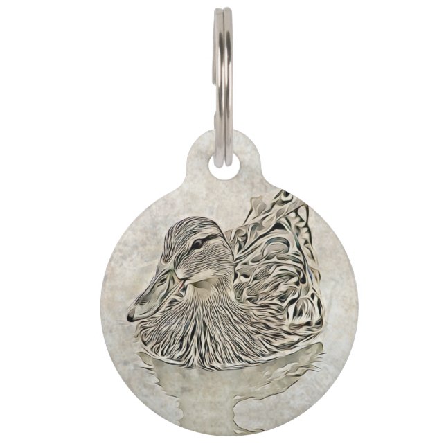 Digital Duck Art Pet Tag (Front)