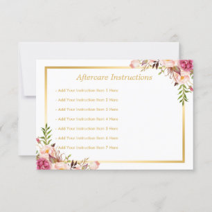 [Digital] Elegant Floral Gold Salon Aftercare Card