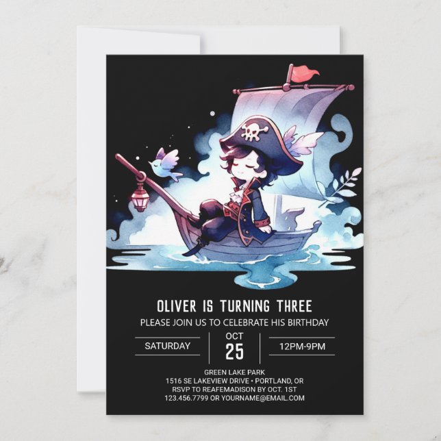 Digital Elegant Pirate Birthday Invitation (Front)