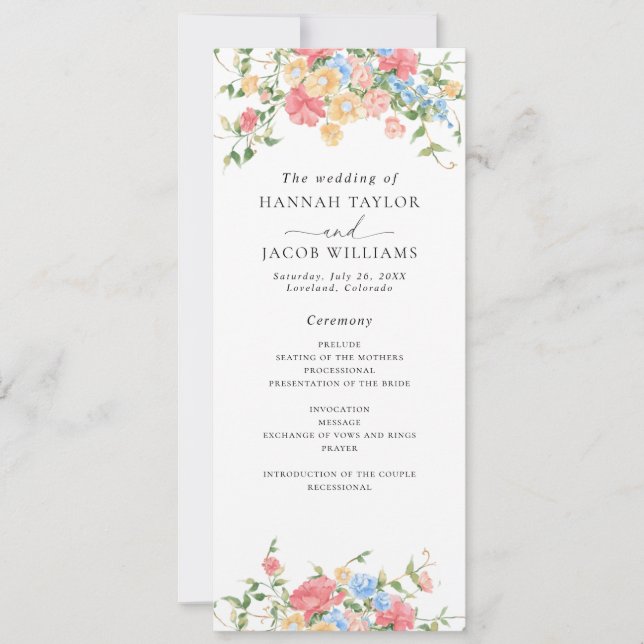 Digital Elegant Wildflower Wedding Program (Front)