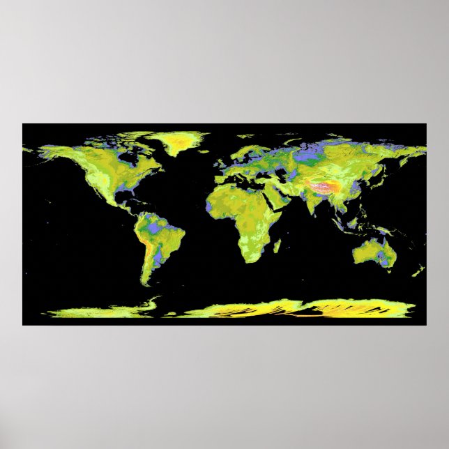 Digital elevation model of the continents on Ea Poster (Front)