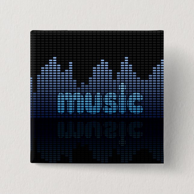 Digital Equalizer Music Wave Wall 15 Cm Square Badge (Front)