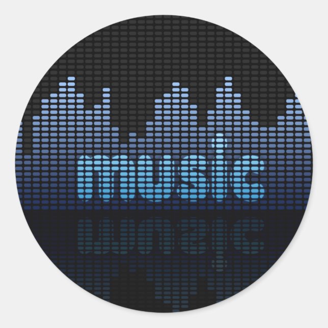 Digital Equalizer Music Wave Wall Classic Round Sticker (Front)