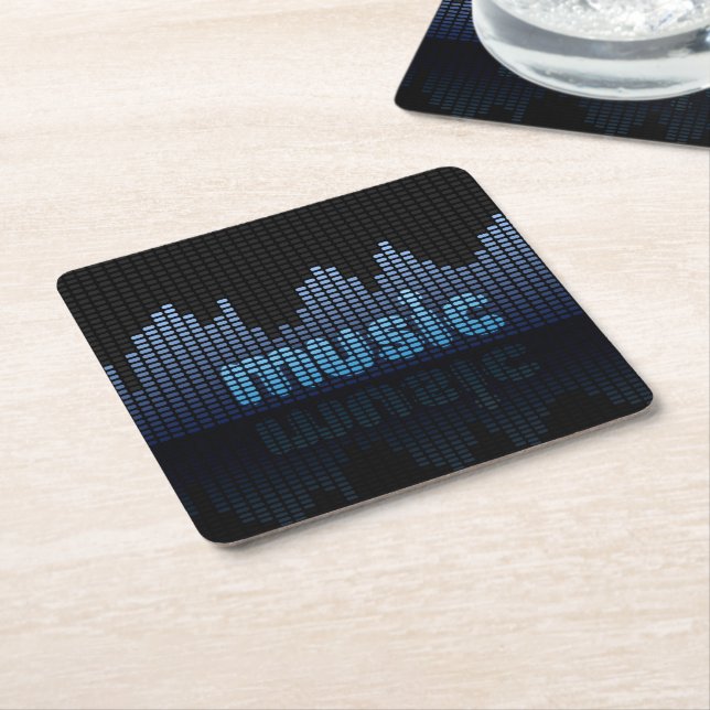 Digital Equalizer Music Wave Wall Square Paper Coaster (Angled)