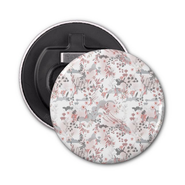Digital Floral Pattern on Pastel Tones Bottle Opener (Front)