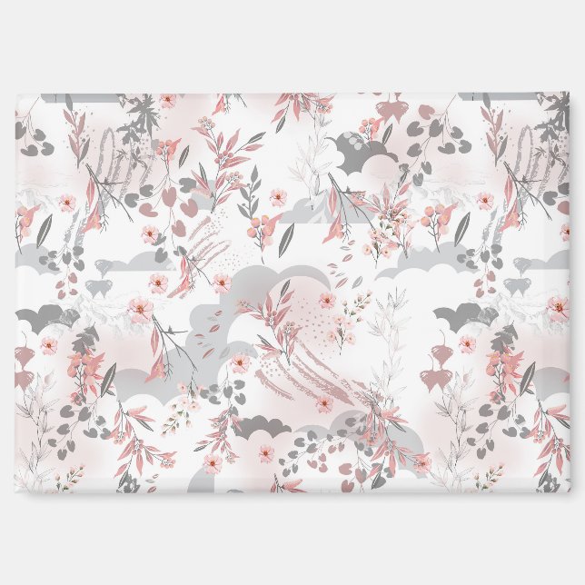 Digital Floral Pattern on Pastel Tones Magnet (Front)
