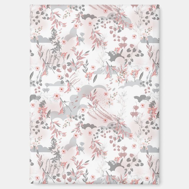 Digital Floral Pattern on Pastel Tones Magnet (Front)