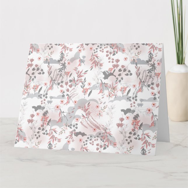 Digital Floral Pattern on Pastel Tones Thank You Card (Front)