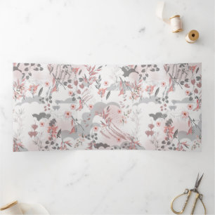 Digital Floral Pattern on Pastel Tones Tri-Fold Announcement