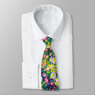 Digital Floral Summer Blues Wardrobe Upgrade Cool  Tie
