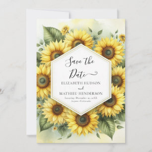 Digital Floral Sunflower Wedding Save The Date