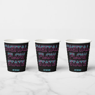 Digital Flow State Retro Neon 80s Gaming Aesthetic Paper Cups