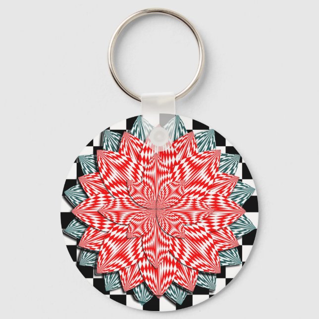 Digital Flower by Kenneth Yoncich Key Ring (Front)