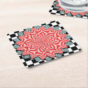 Digital Flower by Kenneth Yoncich Square Paper Coaster