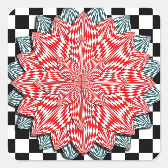 Digital Flower by Kenneth Yoncich Square Sticker (Front)